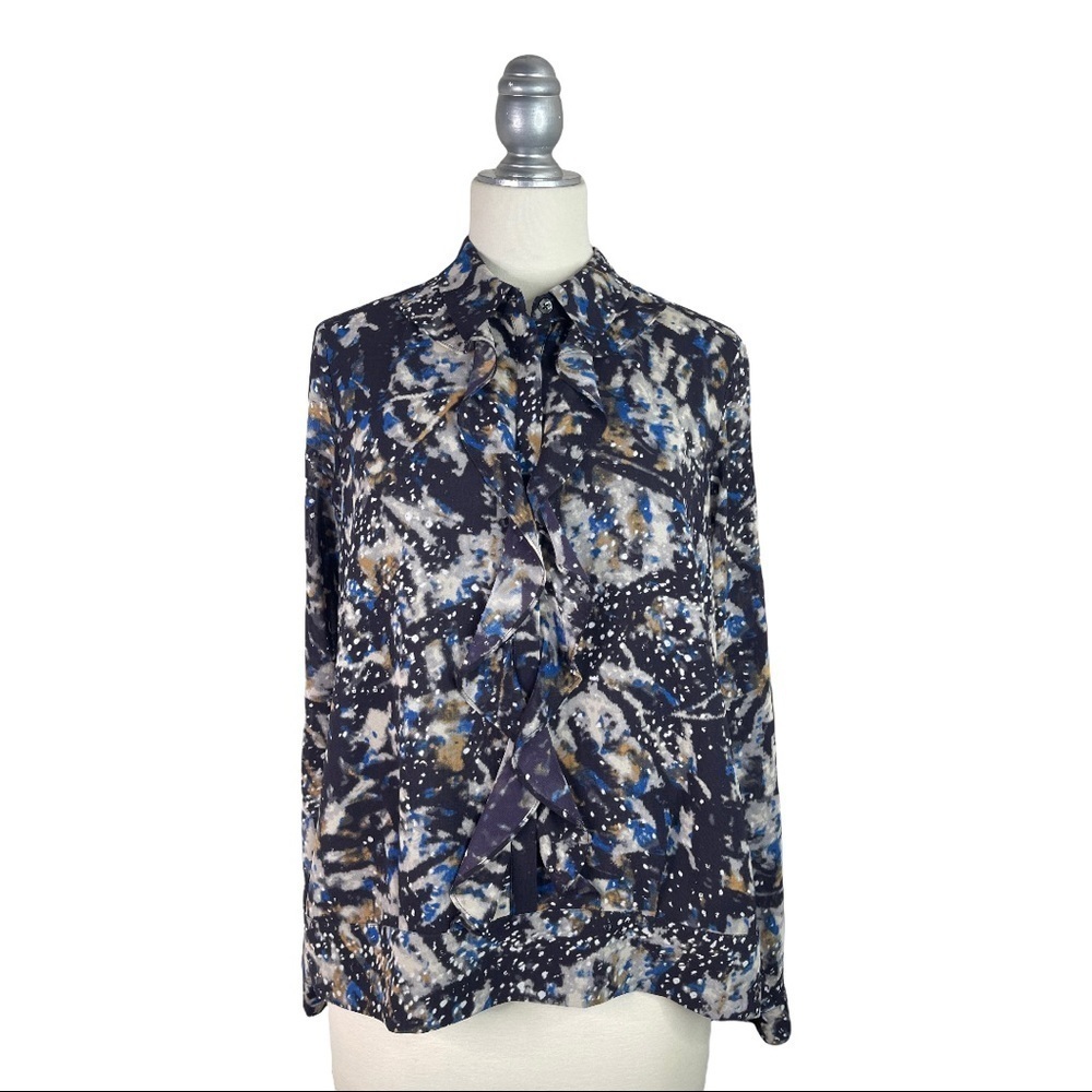 CAbi Starry Night Rufflly Lightweight Blouse M